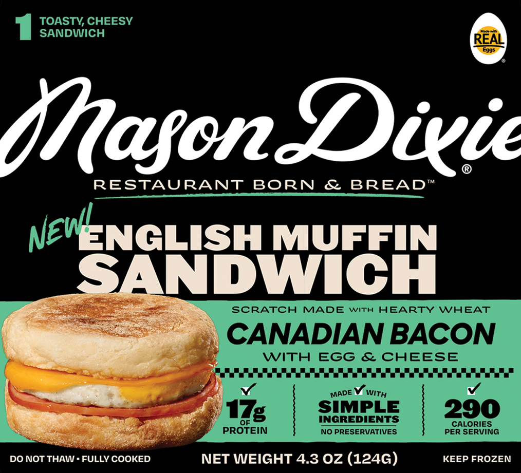Mason Dixie Canadian Bacon, Egg & Cheese English Muffin Sandwich, 12 Count