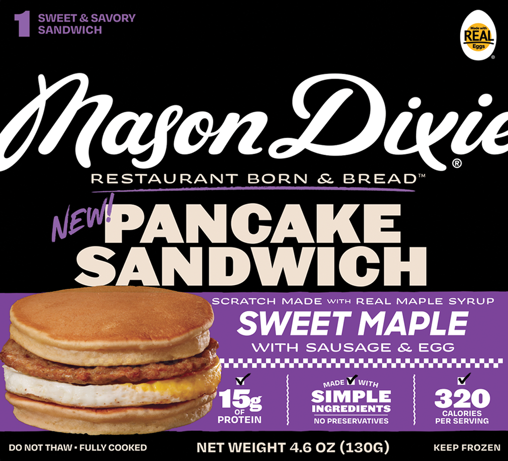 Mason Dixie | Sweet Maple Pancake Sandwich With Sausage & Egg