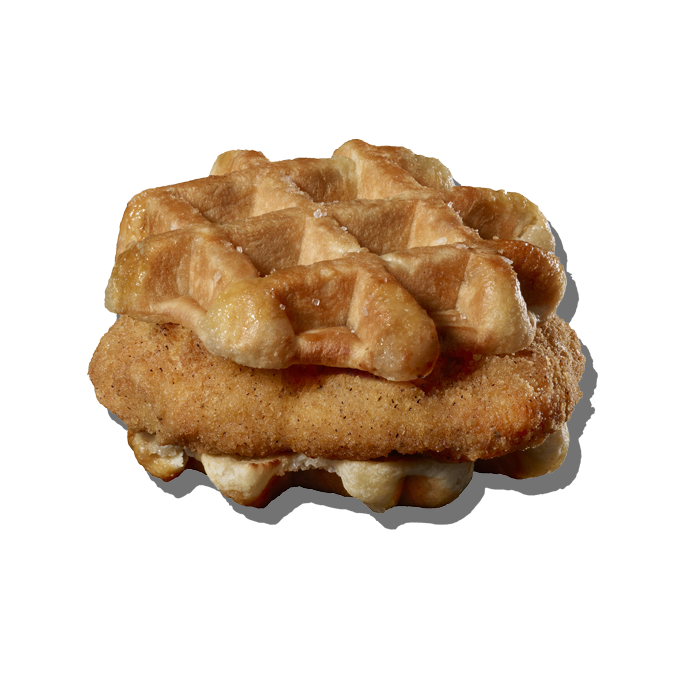 SWEET MAPLE WAFFLE SANDWICH WITH BREADED CHICKEN