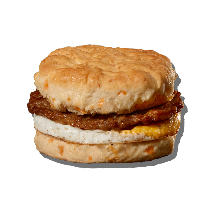 CHEDDAR BISCUIT SANDWICH WITH SAUSAGE & EGG