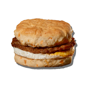 CHEDDAR BISCUIT SANDWICH WITH SAUSAGE & EGG