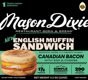 ENGLISH MUFFIN SANDWICH WITH CANADIAN BACON, EGG & CHEESE