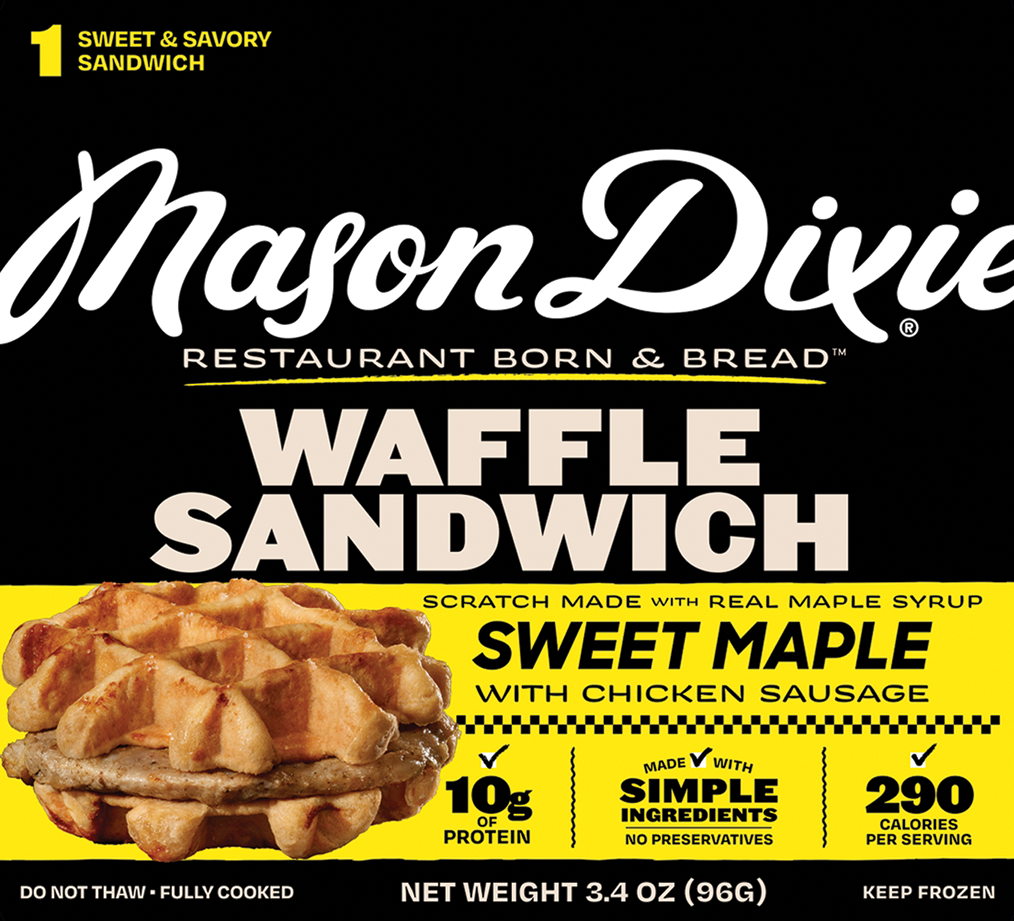 SWEET MAPLE WAFFLE SANDWICH WITH CHICKEN SAUSAGE