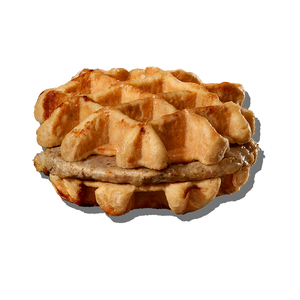 SWEET MAPLE WAFFLE SANDWICH WITH CHICKEN SAUSAGE